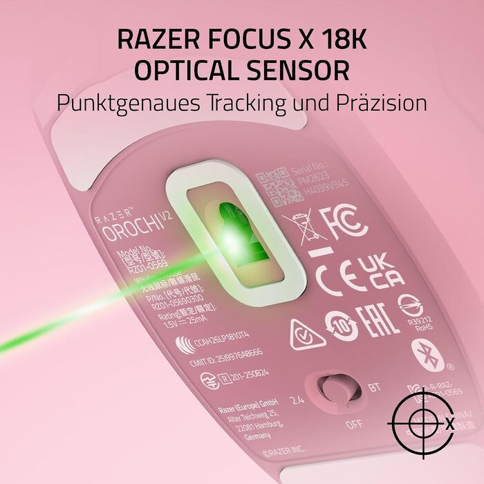 Бездротова ігрова миша Razer Orochi V2 Quartz — HyperSpeed та Bluetooth, оптичний сенсор 18K DPI, вага 60 г, для PC/Mac
