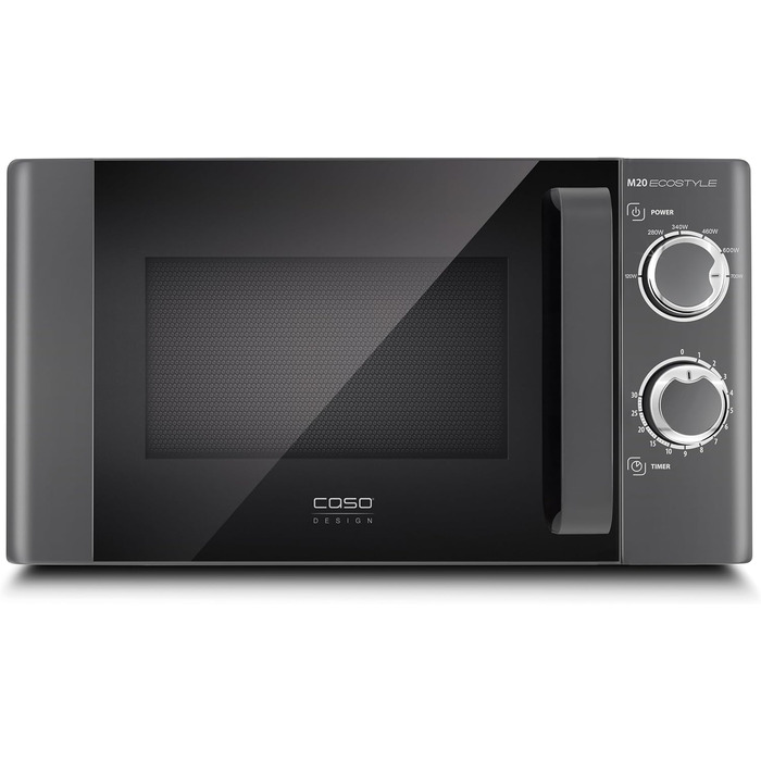Мікрохвильова піч CASO M20 Ecostyle, 20 л, 700 Вт, антрацит, легке керування, діаметр піддону 24,5 см