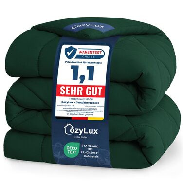 Всесезонна ковдра CozyLux для ліжка (155x220 см), смарагдового кольору