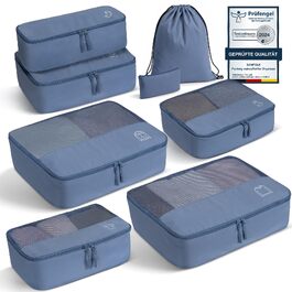Набір органайзерів для валізи та рюкзака Packing Cubes, 8 предметів, сіро-блакитний