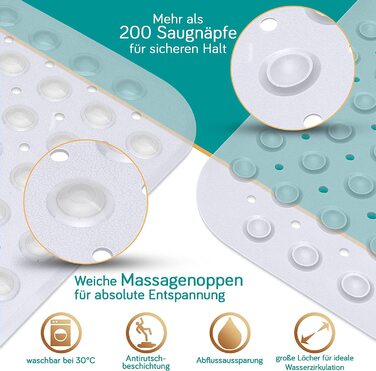 Протиcковзкий килимок для ванни Delluxia 100x40 см, прозорий, BPA-free, з 2 гачками