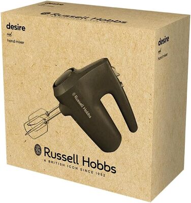 Міксер ручний Russell Hobbs Desire Red 350W з насадками для тіста та збивання, 5 швидкостей + імпульс