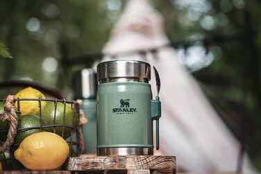 Термос для їжі Stanley Classic Legendary 400 мл з ложкою-виделкою, нержавіюча сталь, 7 годин збереження температури, BPA-free, підходить для посудомийної машини, зелений Hammertone