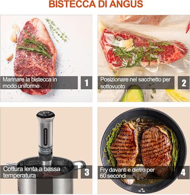 Sous Vide Roner KitchenBoss: Професійний термоциркулятор для кухні з низькою температурою, Slow Cooker, IPX7, водонепроникний, таймер з сенсорним екраном, сріблястий