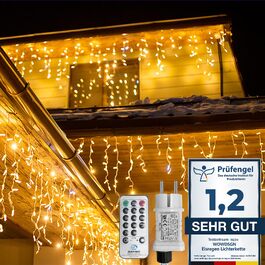Світлодіодна гірлянда-дождик WOWDSGN 30м (1320 LED), теплий білий колір, 8 режимів, IP44 водонепроникна, для вулиці, даху та тераси
