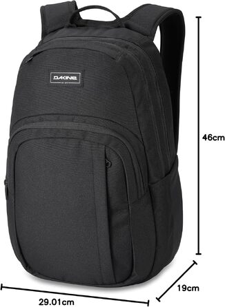 Унісекс рюкзак Dakine Campus 25L для школи, подорожей та ноутбука, водовідштовхуючий, чорний