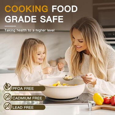 Набір посуду Astercook 21 предмет, кераміка, антипригарне покриття, знімні ручки, для індукції, кремово-білий