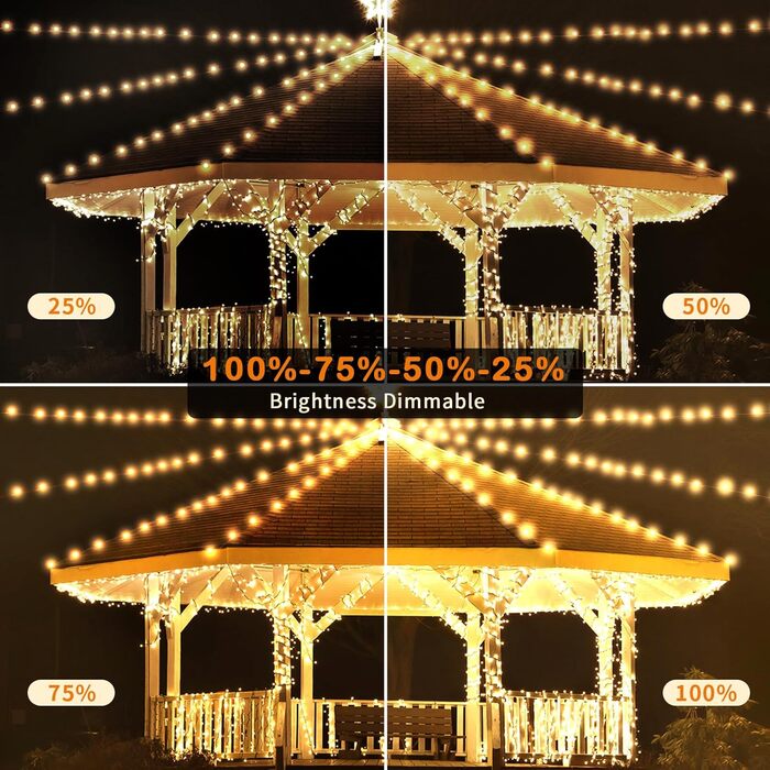 Світлодіодна гірлянда YAGOPAL 100м 800 LED для вулиці та дому, багатоколірна, 8 режимів, з пультом керування та таймером, IP65, для ялинки, тераси та святкового декору