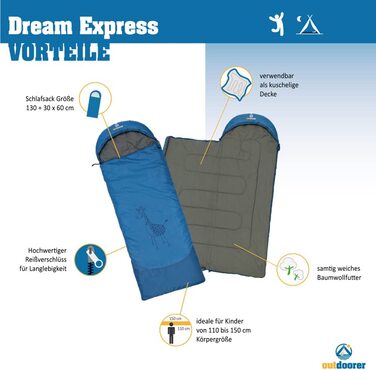 Дитячий спальний мішок outdoorer Dream Express, ковдра, бавовняна підкладка