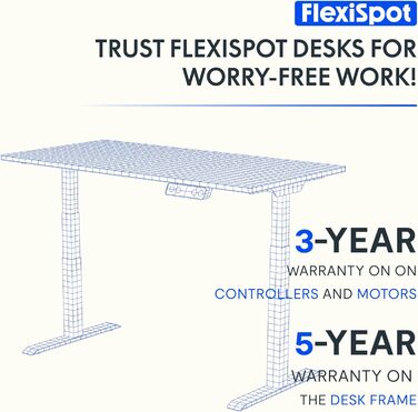 Регульований по висоті офісний стіл FlexiSpot Basic 100x60 см, білий - з кабель-менеджментом, гачком, цілісна стільниця, для дому та офісу
