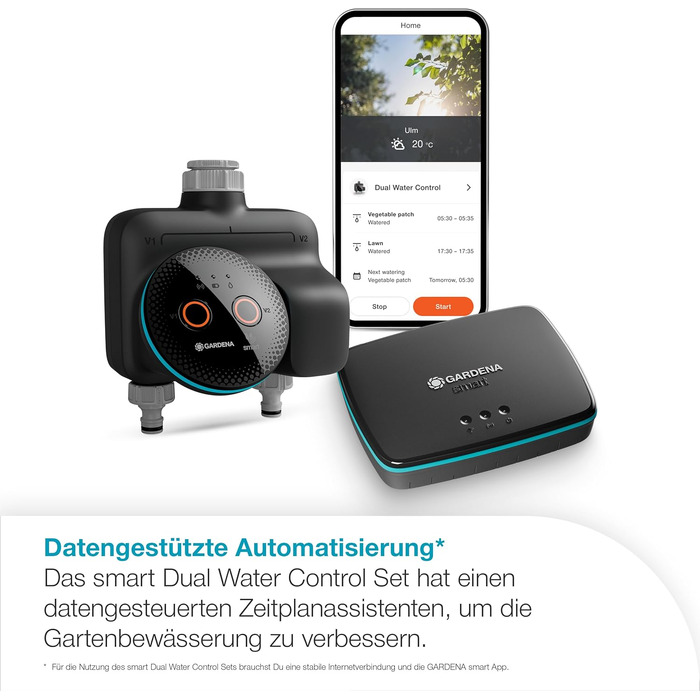 Gardena smart Water Control 19033-20: Система автоматичного поливу для саду з управлінням через смартфон, датчиком вологості та захистом від заморозків