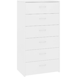 Комод vidaXL з 6 шухлядами, білий, 50x34x96 см, ДСП – багатофункціональна шафа, тумба для зберігання