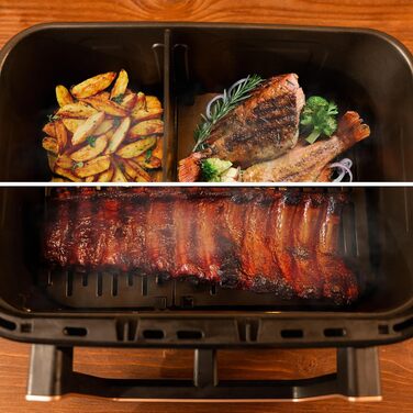 Аерофритюрниця-гриль Cecotec Cecofry & Grill Smokin' 6500 Plus 6.5Л, 2200 Вт, з функцією копчення, подвійним грилем та вікном, чорна