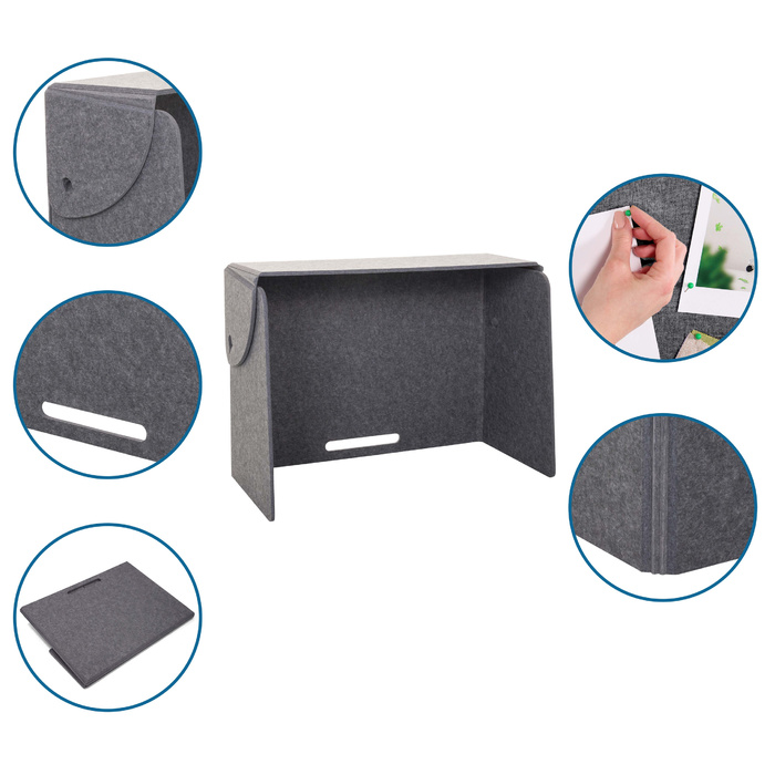 Перегородка для офісу FLEXMIUT FOLD сірого кольору PET 80x60x40, розкладні/вільностоячі hjh OFFICE
