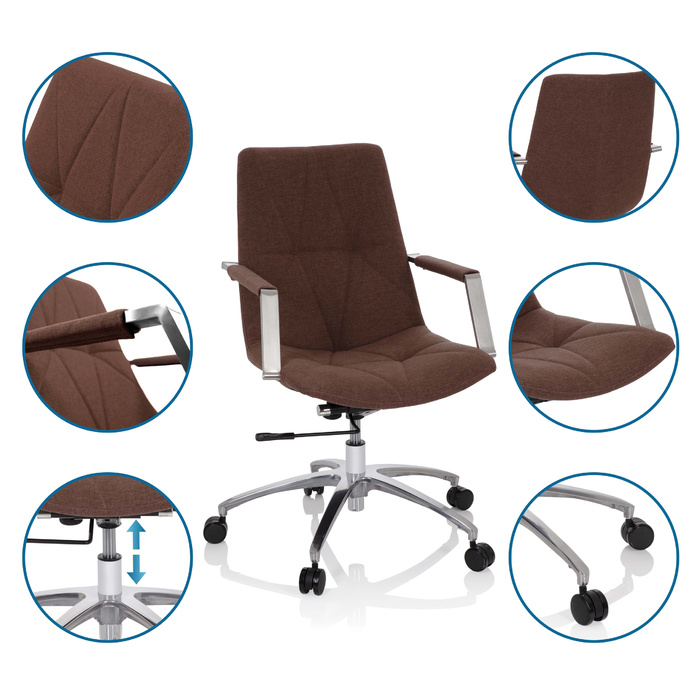 Офісне крісло / поворотне крісло SARANTO II тканина середньо-коричневий hjh OFFICE
