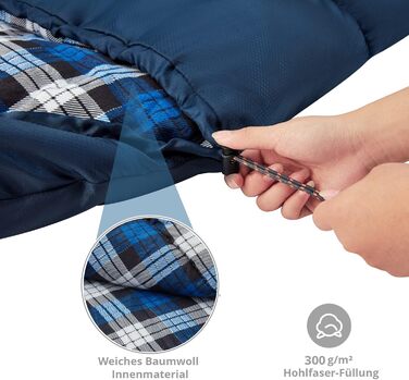 Дитячий зимовий спальний мішок KingCamp Cloud 300 XL, широкий, бавовна