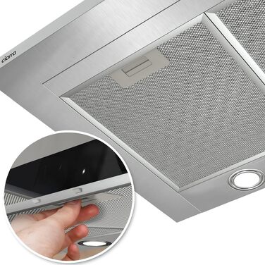 Витяжка кухонна CIARRA CBCS6762A нахильна, 90 см, нержавіюча сталь, продуктивність 650 м³/год, режим рециркуляції з вугільним фільтром CBCF003 та відведення, клас A+++, срібляста