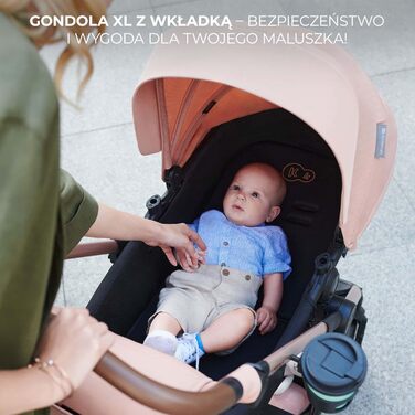 Дитяча коляска Kinderkraft MOOV2 4 в 1 з автокріслом I-SIZE, бежевий PRO, до 22 кг