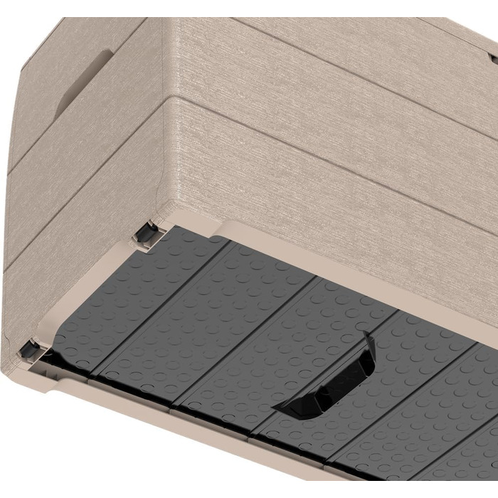 Duramax Cedargrain Durabox 270л: пластиковий органайзер для саду з колесами та ручками, короб для подушок, теплий сірий колір