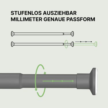 Телескопічна розпірна штанга MEISENBERG 90-160 см, Ø25 мм, сіра — антикорозійна та протиковзка стійка для вікон, дверей, ванної, душу, шаф та балкона