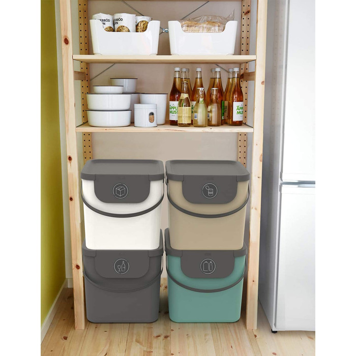 Сортувальні контейнери Rotho Albula 40 л, набір 2 шт, кухонні, пластик BPA-free, антрацит/синій