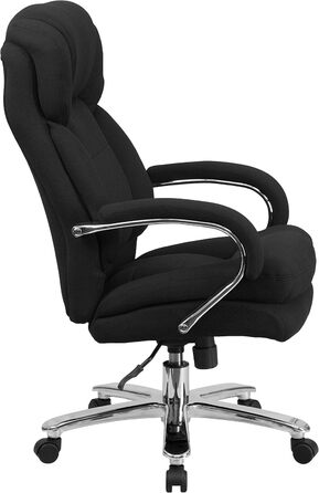 Офісне крісло Flash Furniture Hercules, ергономічне, з високою спинкою, м'яке сидіння, підлокітники, чорний текстиль