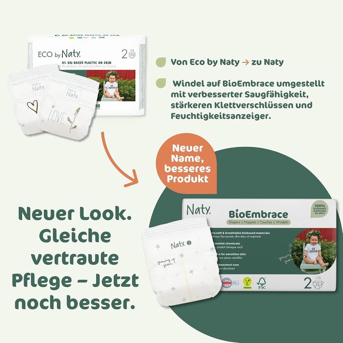 Екологічні підгузки для дітей Naty BioEmbrace, розмір 4 (7–18 кг), 88 шт