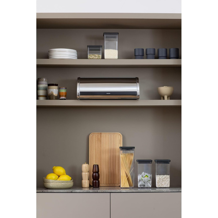 Контейнер для зберігання хліба Brabantia Rollbrotkasten, серія Brilliant Steel (з бічними стінками)