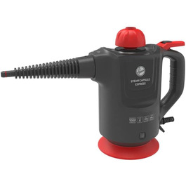 Парова швабра Hoover SGE1000 1000 Вт, сухий та вологий пар, для текстилю та твердих поверхонь, 4 бар, резервуар 0,37 л, 20 хв, 5 м кабель, червоно-титановий, з аксесуарами