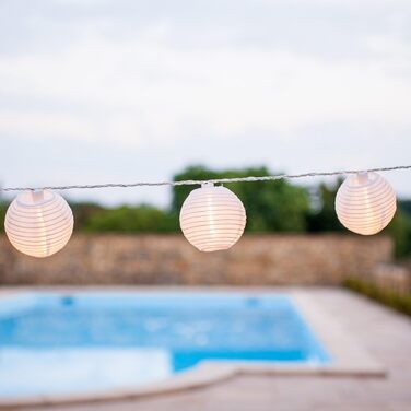 Гірлянда Lights4fun з 20 LED ліхтариками-лампіонами, тепле біле світло, для дому та вулиці, літній декор, балкон, з мережевим адаптером, у вінтажному стилі