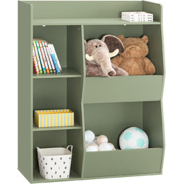 Полиця для книг SoBuy Montessori для дітей, зелена, 80x104x34 см, 5 відділень