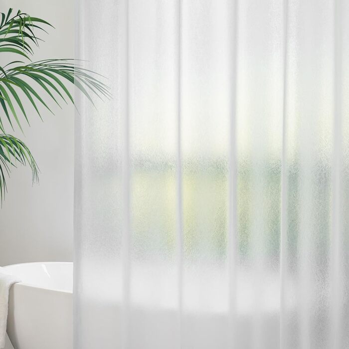 Душова шторка AooHome 180x200 см, напівпрозора біла, з 5 магнітами, 12 гачками, водонепроникна, антигрибкова, для ванни та душу
