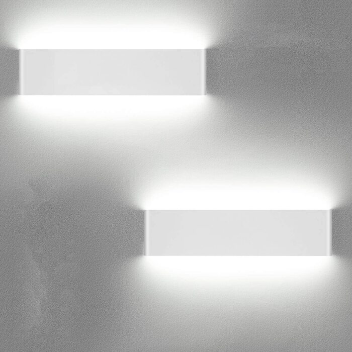LED настінні світильники Ledmo 12W, 4 шт, чорні, алюмінієві, тепле біле світло 3000K, для внутрішнього освітлення, Up&Down лампи