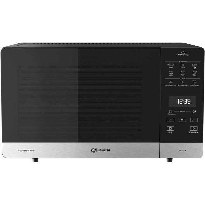 Мікрохвильова піч Bauknecht MW 59 MB, 25 л, 800 Вт, з кварцовим грилем 900 Вт, 3D-система, автоматичні програми, настільна, чорна