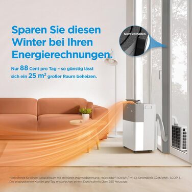 Мобільний кондиціонер Midea PortaSplit-E 12000 BTU (3.5 кВт), охолодження A++/обігрів A+, персиковий, до 42 м² - тихий режим 39 дБ