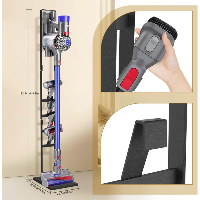 Підставка для пилососа OUTBROS, сумісна з Dyson Gen5, V15s, V15, V12 Slim, V11, V10, V8, V7, V6, металева стійка без свердління, чорна
