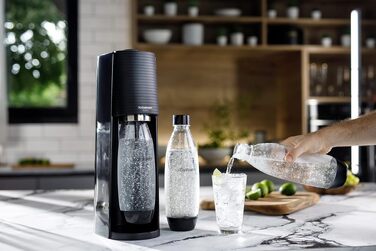 Сифон для газування води SodaStream Terra Value Pack, 2 пляшки по 1 л (придатні для ПММ) та 1 балон CO2 Quick Connect на 60 л, чорний матовий
