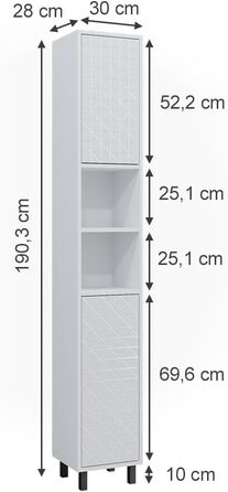 Пенал для ванної Vicco Agasta, білий глянець, 30x190,3 см