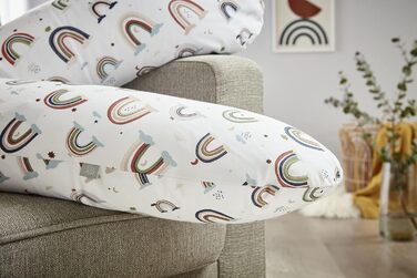 Гіпоалергенна подушка для годування та сну Rotho Babydesign Multi 190x35 см, безшумна, для вагітних і немовлят, машинне прання, дизайн Boho Rainbow