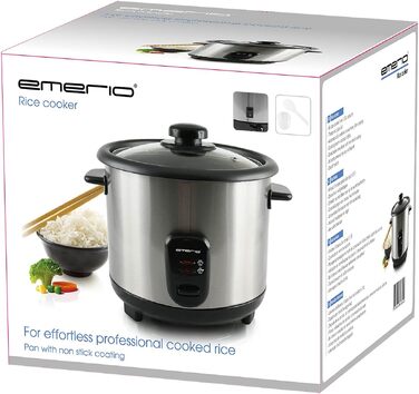 Рисівварка електрична Emerio RCE-110118.5, 1.5 л, нержавіюча сталь, з функцією підігріву та автоматичним вимкненням