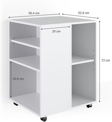 Тумба для офісу Vicco Rollcontainer, біла, 59x53 см