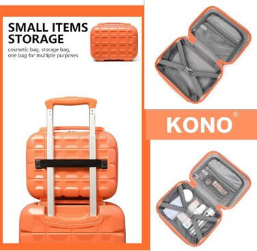 Набір валіз KONO: 4 валізи (M, L, XL) з ABS, TSA-замком, коліщата-дві пари, білий колір