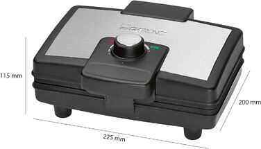 Вафельниця Clatronic WA 3606 з антипригарним покриттям, для бельгійських вафель, 2 великі робочі поверхні, регульований ступінь підсмажування