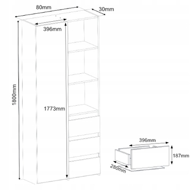 Стелаж Framire 80 x 180 x 30 см, дуб артизан
