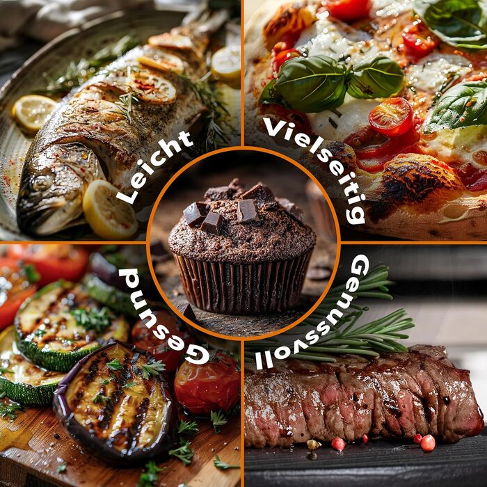 Мультифункціональна піч PizzaAirfryer400 срібляста, 12 в 1: піч для піци до 400°C, аерофритюрниця, гриль, духовка з чавунним деко та каменем для випікання, XXL