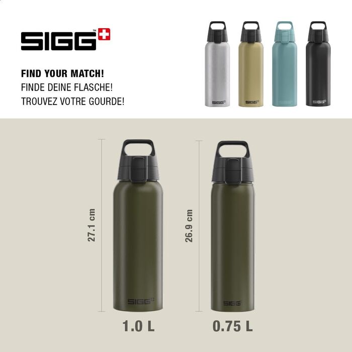 Спортивна алюмінієва пляшка для води SIGG WMB ONE, герметична, для газованих напоїв, BPA-free, 1 л, Зелена