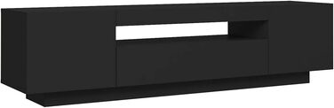 Тумба під телевізор vidaXL з LED підсвіткою, чорна, 160x35x40 см, сучасний ТВ стіл, медіа-комод