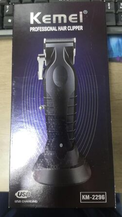 Kemei 2296 професійна машинка для стрижки волосся і бороди, бездротова, T-подібний лезо, USB-зарядка, чорна