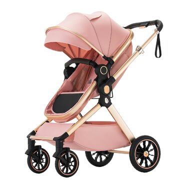 Дитяча коляска BEBBY 3-в-1: комбінована, бугі, складна, для новонароджених, Travel System (чорний, рожевий)