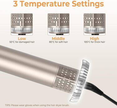 UKLISS Airstyler 5-в-1: Фен-щітка, стайлер для волосся з іонізацією, плойка для повітряного завивання, золотий